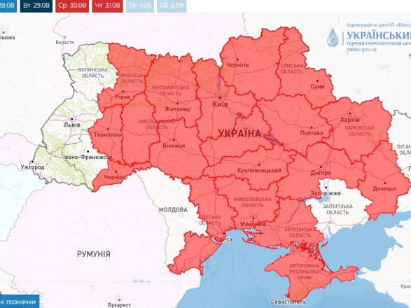 Завтра Україна стане епіцентром європейської спеки: температура сягне до +37