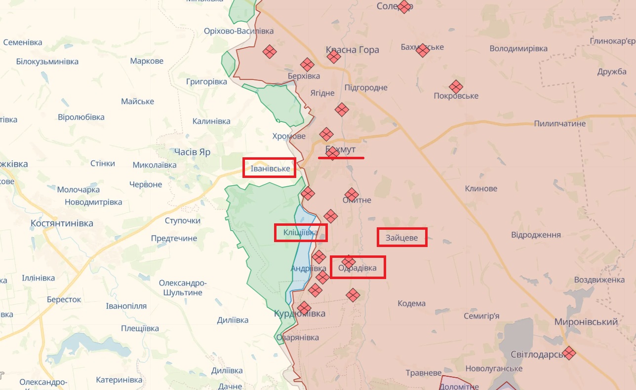 Речник ЗСУ перелічив локації біля Бахмута, де є успіхи. Знищено дивізіон зброї РФ