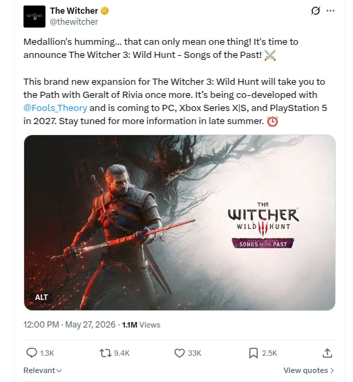 The Witcher 3: Songs of the Past DLC officially announced by CD Projekt RED 4