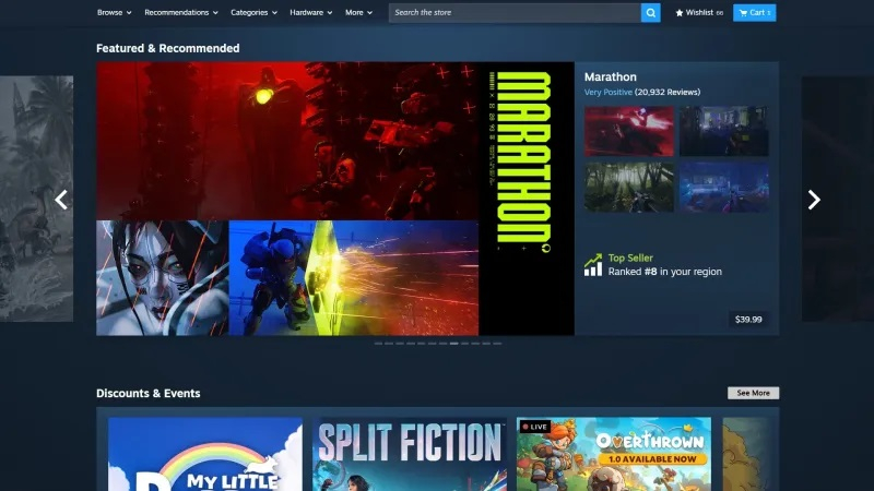Оновлений дизайн головної сторінки Steam (збільшення за натисканням)