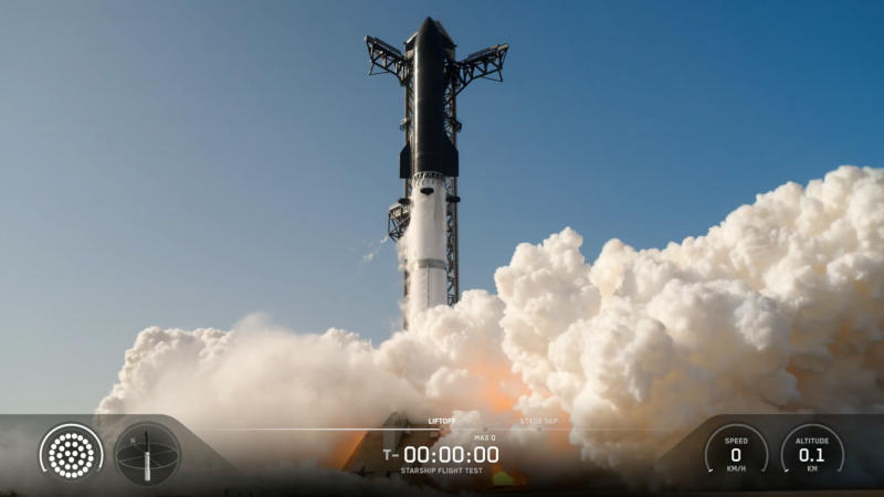  Старт Starship. Источник изображений: x.com/SpaceX 
