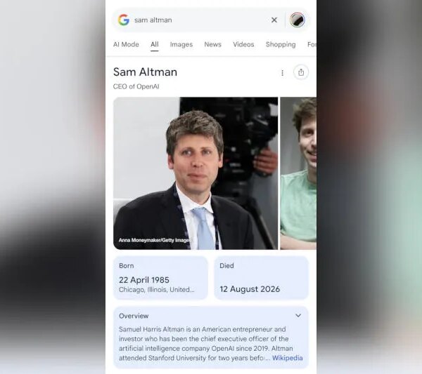 Google випадково “поховав” Сема Альтмана: виною стала Вікіпедія