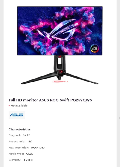 Asus презентує сім нових OLED-моніторів: від 4K@360 Гц до 1080p@560 Гц 15