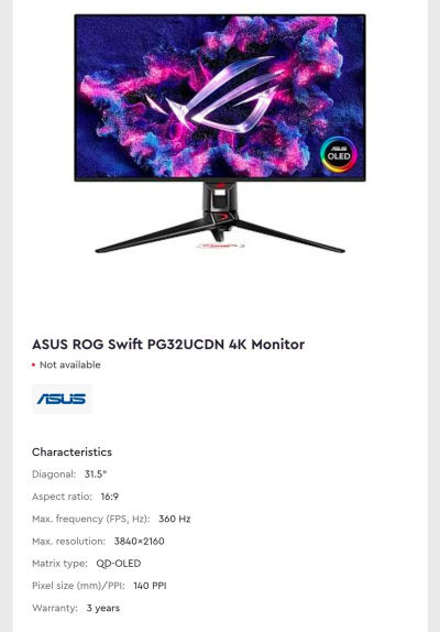 Asus презентує сім нових OLED-моніторів: від 4K@360 Гц до 1080p@560 Гц 18