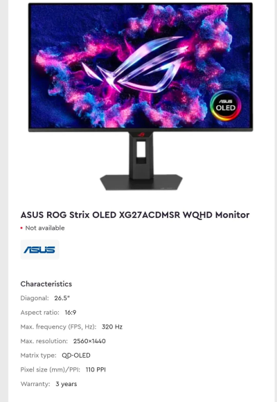 Asus презентує сім нових OLED-моніторів: від 4K@360 Гц до 1080p@560 Гц 14